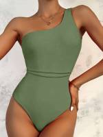  Army Green One Shoulder Women One-Pieces 8184