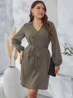  Collar Elegant Regular Fit Plus Size Dresses 73