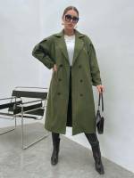  Lapel Long Sleeve Plus Size Trench Coats 4267