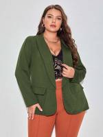 Plain Elegant Regular Army Green Women Plus Clothing 163