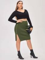 Casual Short Split Plus Size Knitwear 7577