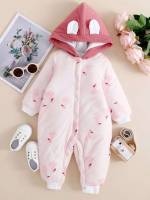 Button Front Hooded Cartoon Baby Clothing 8023