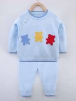 Baby Blue Long Sleeve Button Baby  Mom 4804