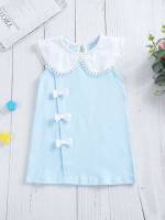  Colorblock Regular Fit Contrast Collar Baby Dresses 244