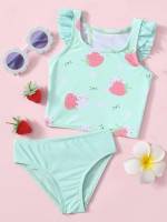 Baby Blue High Neck Ruffle Baby Swimwear 5359