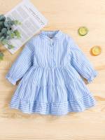 Preppy Ruffle Striped Regular Fit Baby  Mom 8872