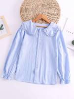 Baby Blue Cute Regular Plain Girls Blouses 39