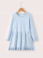 Floral Regular Fit Baby Blue Round Neck Kids Clothing 7674