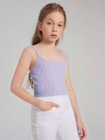 Spaghetti Strap Sleeveless Baby Blue Plain Girls Clothing 4192