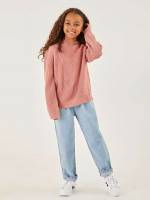 Baby Blue Regular Fit Regular Long Sleeve Girls Knitwear 851