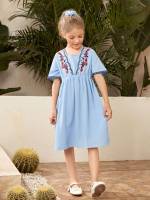 Floral Casual Embroidery Girls Clothing 908