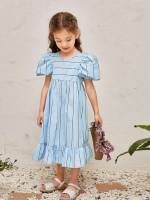  Cut Out Striped Long Toddler Girls Clothing 744