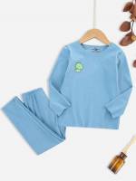  Long Sleeve Round Neck Baby Blue Toddler Boy Two-piece Outfits 4739