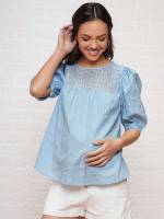 Baby Blue Regular Regular Fit Half Sleeve Maternity 4458