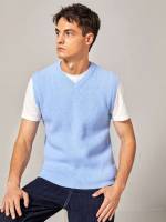 Regular V neck Sleeveless Casual Men Knitwear 4307