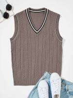  Sleeveless V neck Preppy Men Knitwear 5495