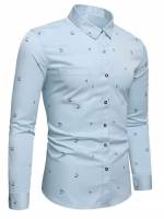 Flamingo Long Sleeve Regular Button Men Shirts 3035