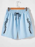 Drawstring Baby Blue Men Bottoms 850