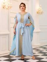 Maxi Elegant Colorblock Baby Blue Wedding  Special 9122