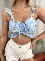 Boho Floral Crop Straps Women Tank Tops  Camis 671