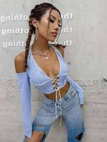 Sexy Slim Fit Long Sleeve Halter Women Tops 2380