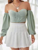 Zipper Sexy Crop Off the Shoulder Women Tops 680