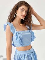  Baby Blue Crop Plain Women Clothing 661