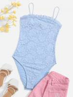 Baby Blue  Sleeveless Women Bodysuits 3681