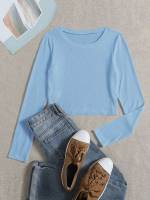  Crop Casual Rib-Knit Women T-Shirts 249