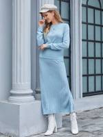 Long Sleeve Elegant Regular Fit Women Sweater Co-ords 9797