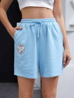 Letter Casual Drawstring Women Clothing 113