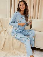 Floral Baby Blue Women Sleep  Lounge 420