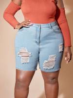 Plain  Plus Size Denim 2027