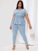  Regular Fit Plain Plus Size Co-Ords 604