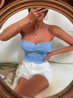  Baby Blue Plain Regular Fit Women Clothing 6615