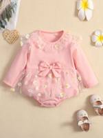 Floral Stand Collar Long Sleeve Baby  Mom 3997