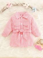  Houndstooth Long Sleeve Baby Pink Baby Coats 5252
