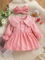 Ruffle Long Sleeve Baby Pink Peter Pan Collar Baby  Mom 4040