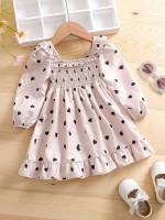 Heart Long Sleeve Ruffle Short Baby Dresses 4987