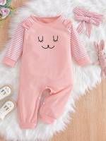 Round Neck Long Button Striped Baby Jumpsuits 148