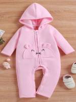 Long Hooded Long Sleeve Embroidery Baby Onesies 7471