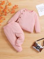 Long Sleeve Baby Pink Button Baby Clothing 8617