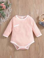 Long Sleeve Round Neck Baby Pink Baby Onesies 4201