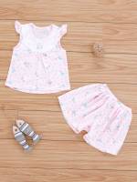 Regular Fit Sleeveless Animal Round Neck Baby Sets 1832