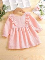 Plain Regular Fit Long Sleeve Baby Pink Baby Clothing 3339