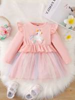 Short Ruffle Round Neck Cute Baby  Mom 3923