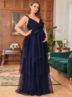 Plain Straps Regular Fit Maxi Maternity Dresses 5278