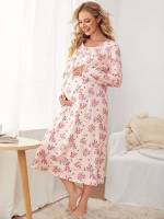 Round Neck  Long Sleeve Maternity Lingerie  Loungewear 2590