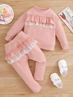 Round Neck Baby Pink Long Sleeve Cute Baby Clothing 8908