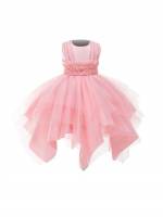  Knee Length Baby Pink Girls Partywear 6207